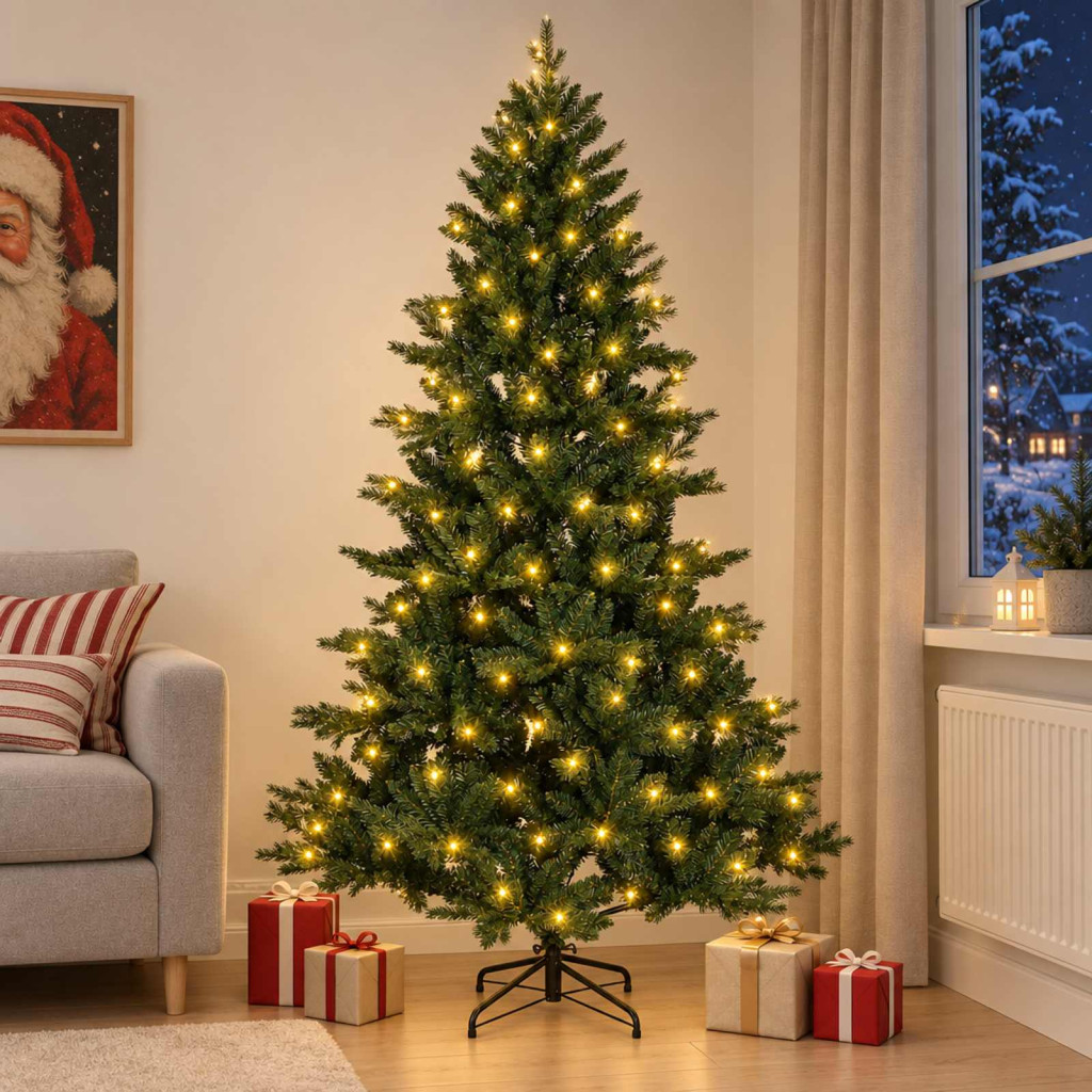 Műanyag Hajtogatós Karácsonyfa 150 cm 150 LED Meleg fehér