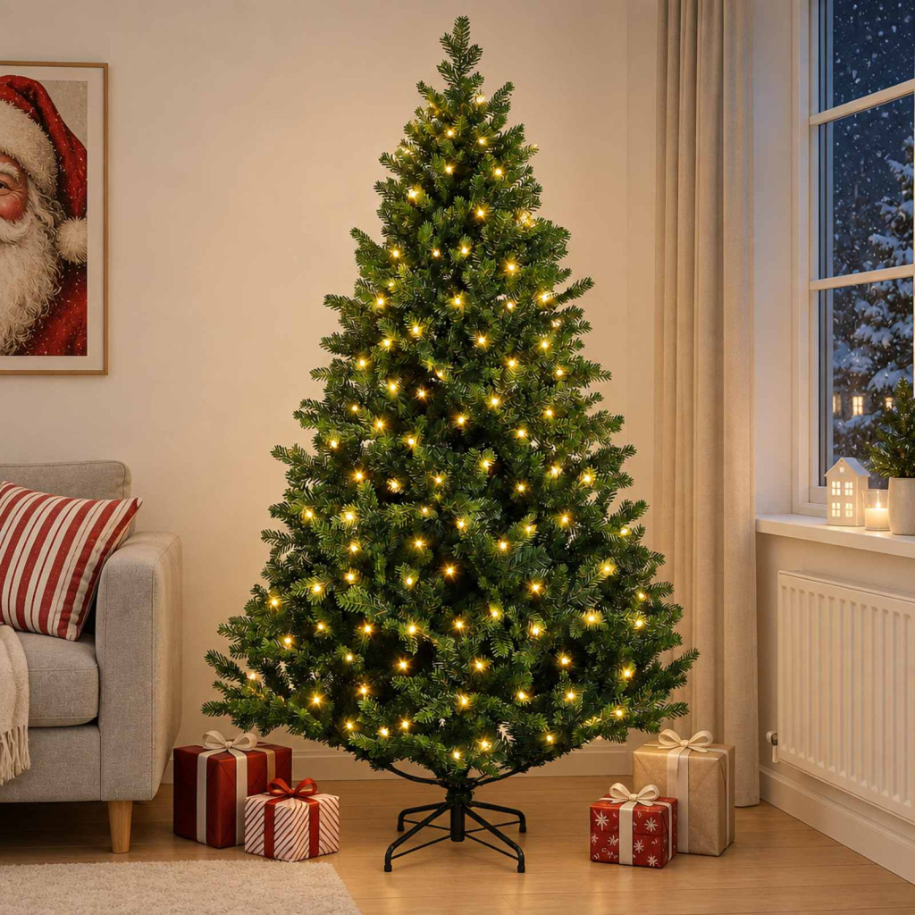Műanyag Hajtogatós Karácsonyfa 150 cm 150 LED Meleg fehér
