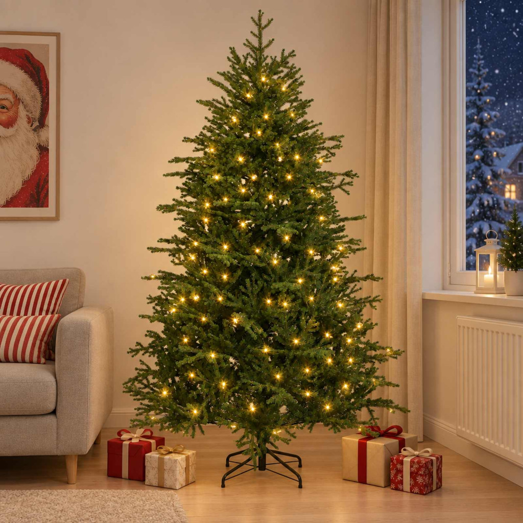 Műanyag Hajtogatós Karácsonyfa 120 cm 150 LED Meleg fehér