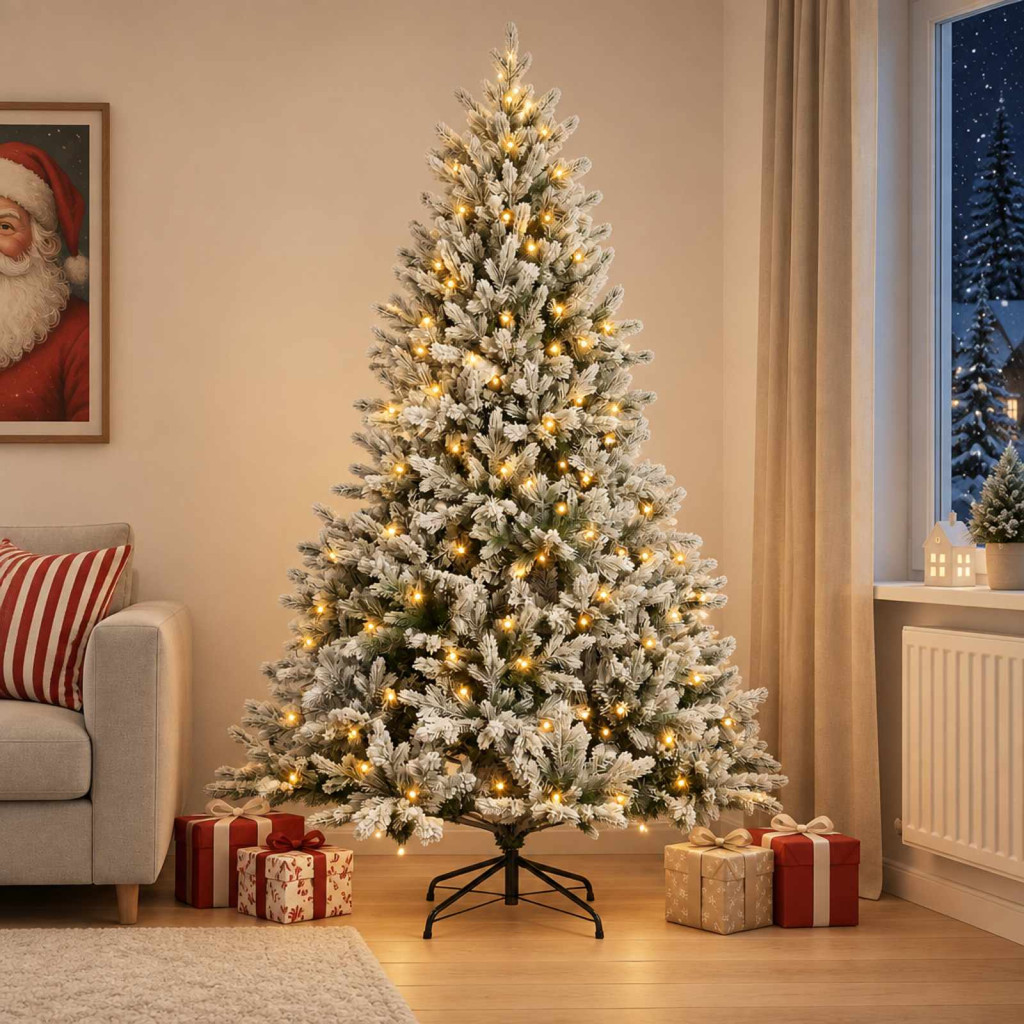 Műanyag Hajtogatós Karácsonyfa 180 cm 300 LED Meleg fehér