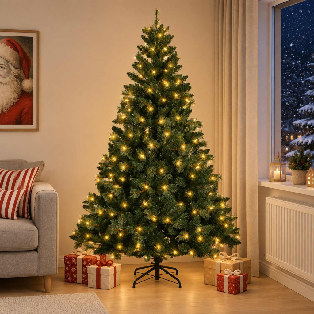 Műanyag Hajtogatós Karácsonyfa 240 cm 300 LED Meleg fehér