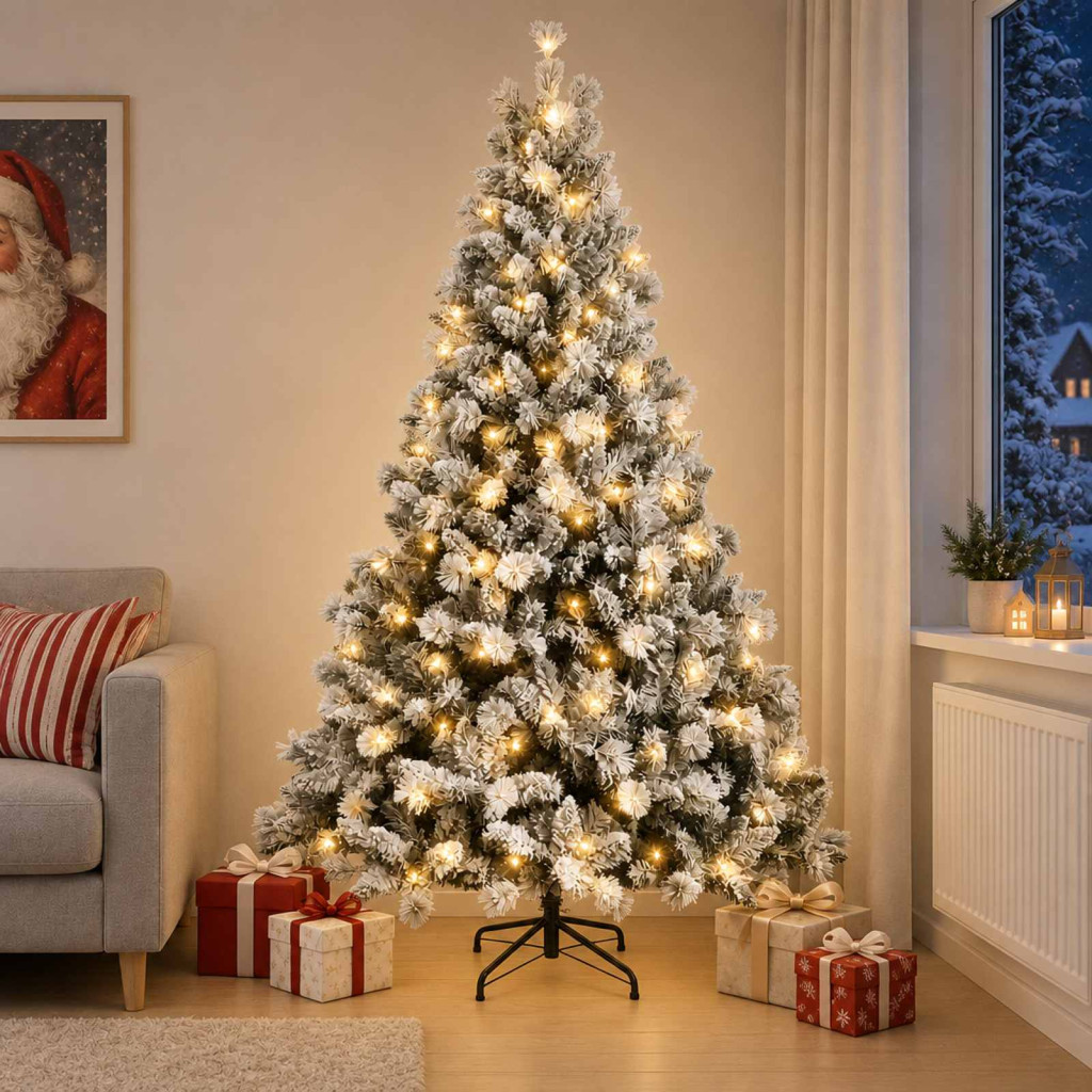 Műanyag Hajtogatós Karácsonyfa 210 cm 300 LED Meleg fehér