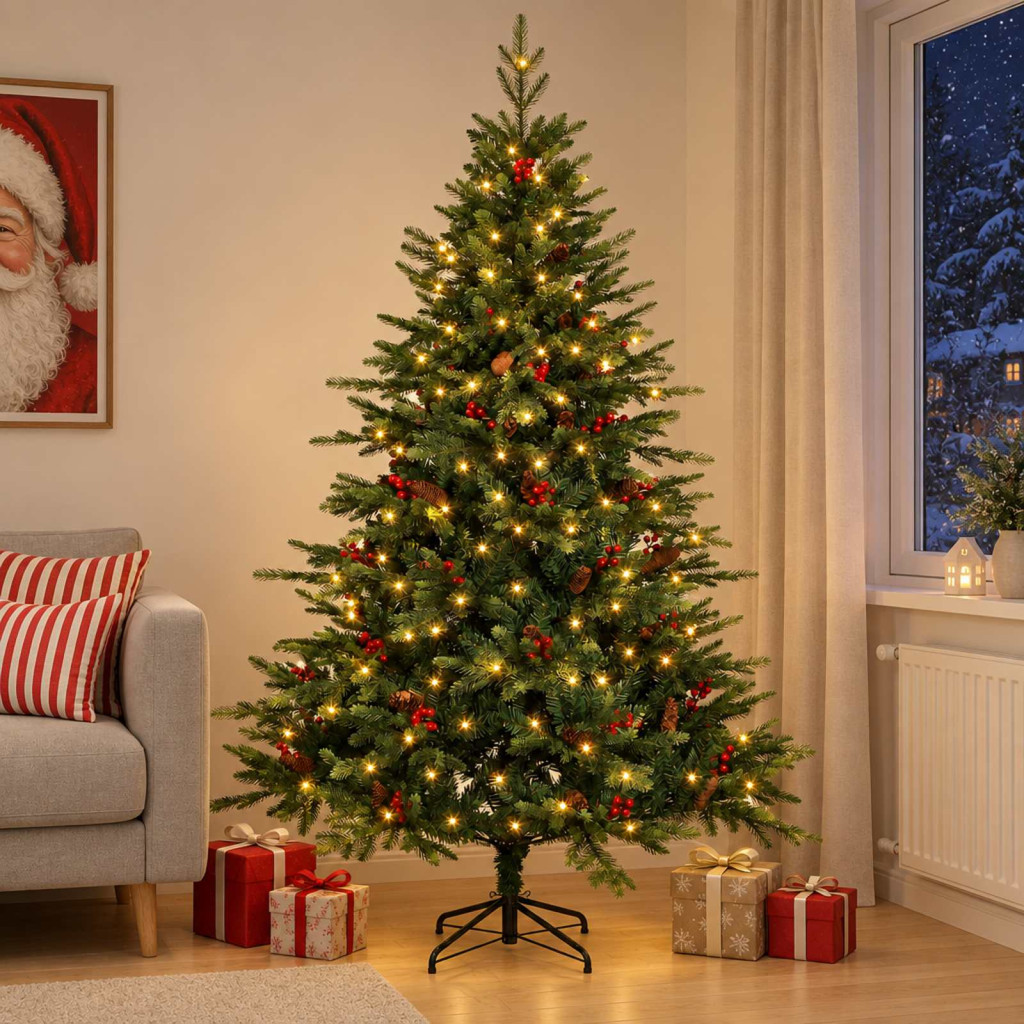 Műanyag Hajtogatós Karácsonyfa 240 cm 300 LED Meleg fehér