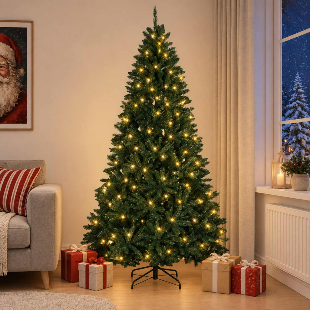 Műanyag Hajtogatós Karácsonyfa 240 cm 300 LED Meleg fehér