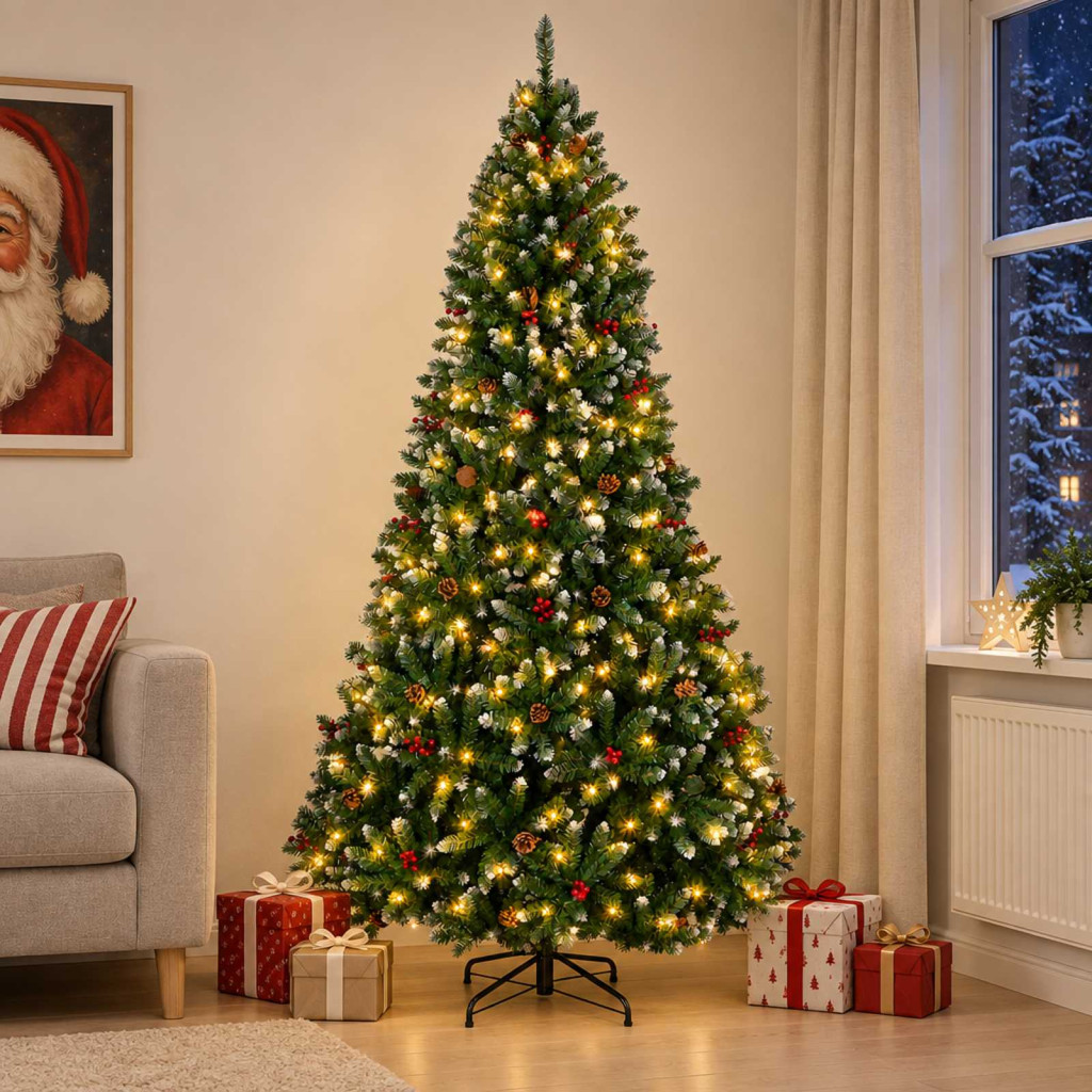 Műanyag Hajtogatós Karácsonyfa 240 cm 300 LED Meleg fehér