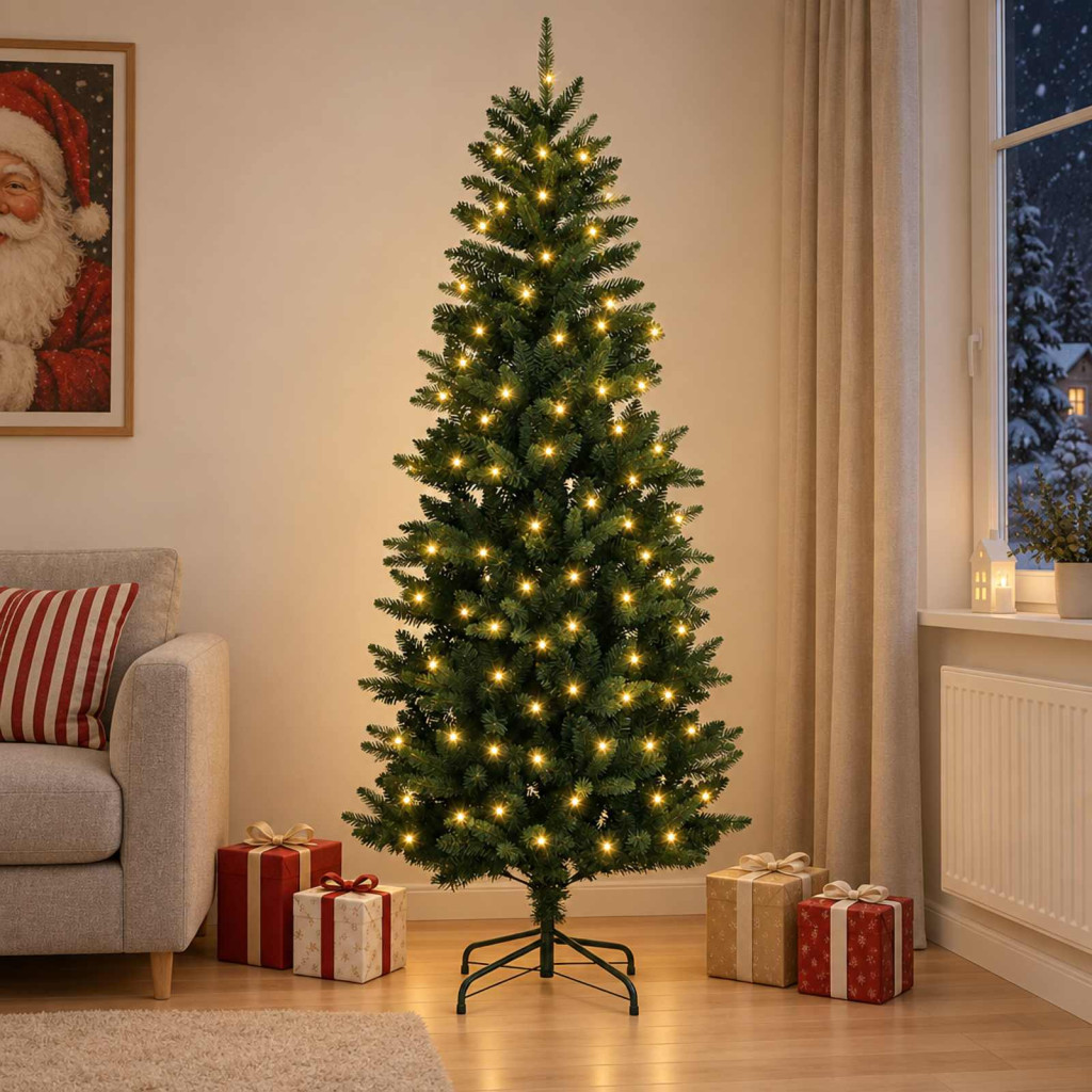 Műanyag Hajtogatós Karácsonyfa 180 cm 300 LED Meleg fehér