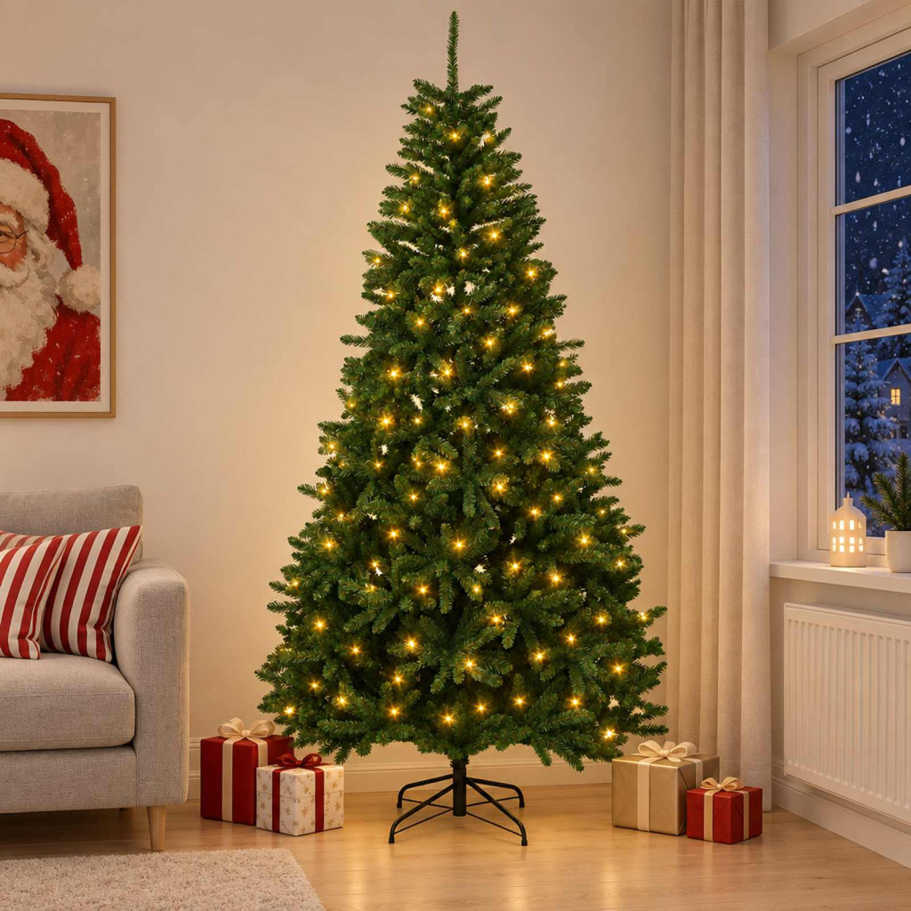 Műanyag Hajtogatós Karácsonyfa 270 cm 600 LED Meleg fehér