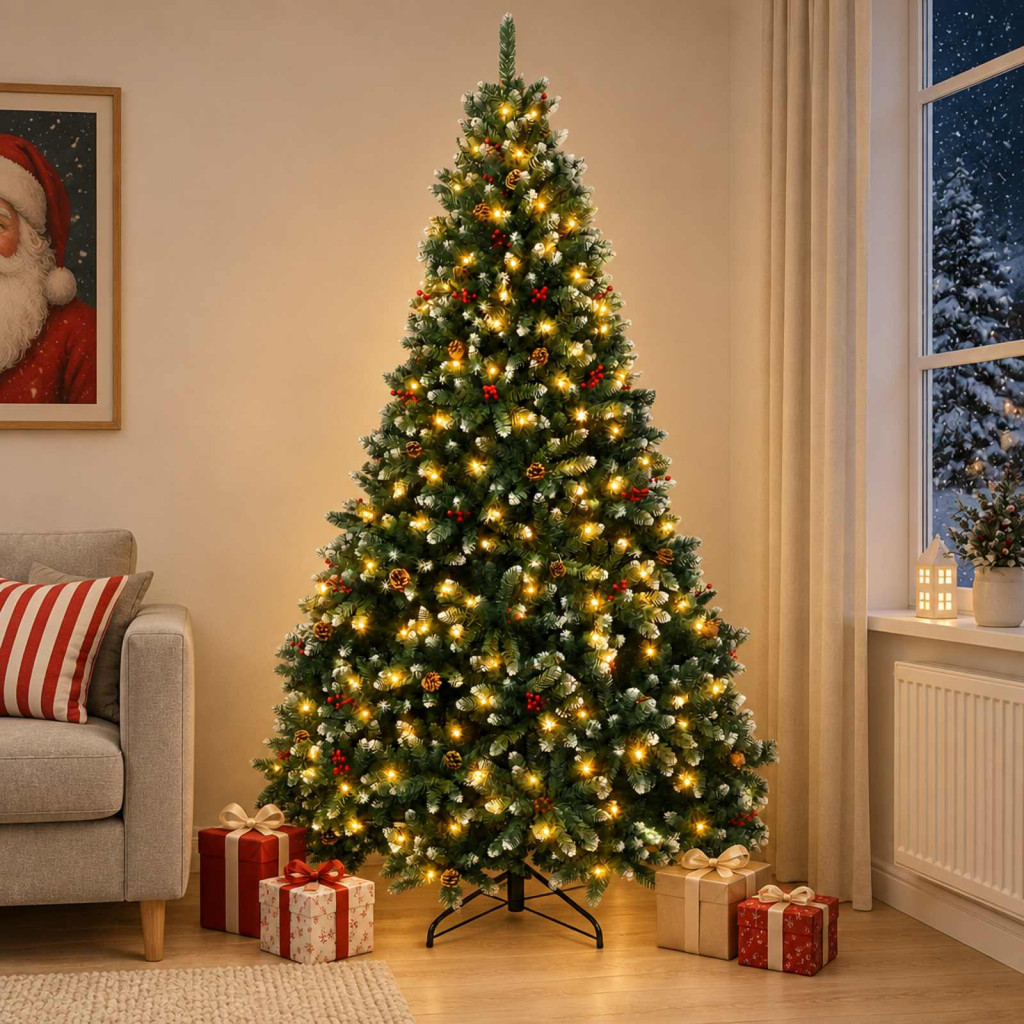Műanyag Hajtogatós Karácsonyfa 300 cm 600 LED Meleg fehér
