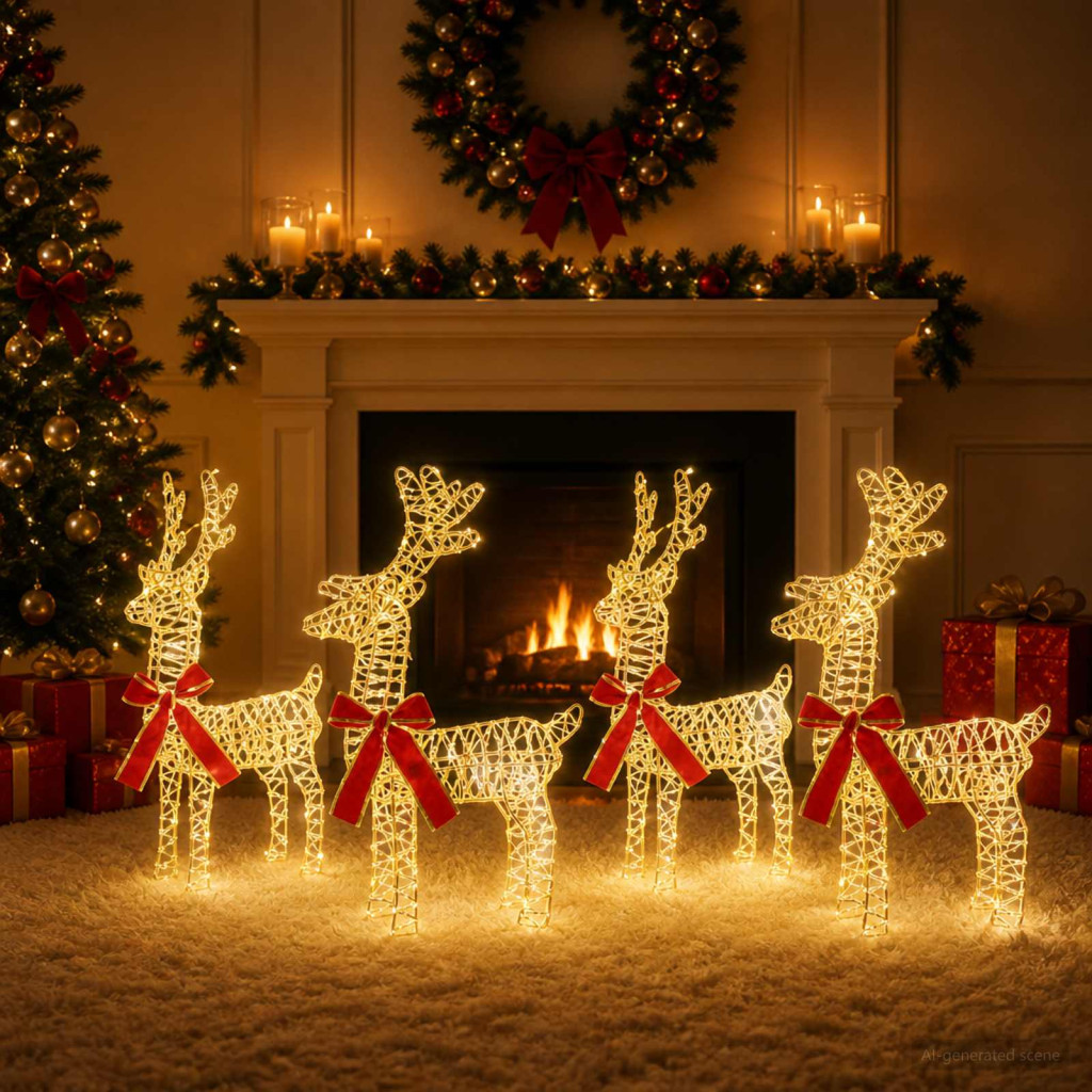 Karácsonyi rénszarvas 4 db 160 LED meleg fehér 33 x 12 x 55 cm