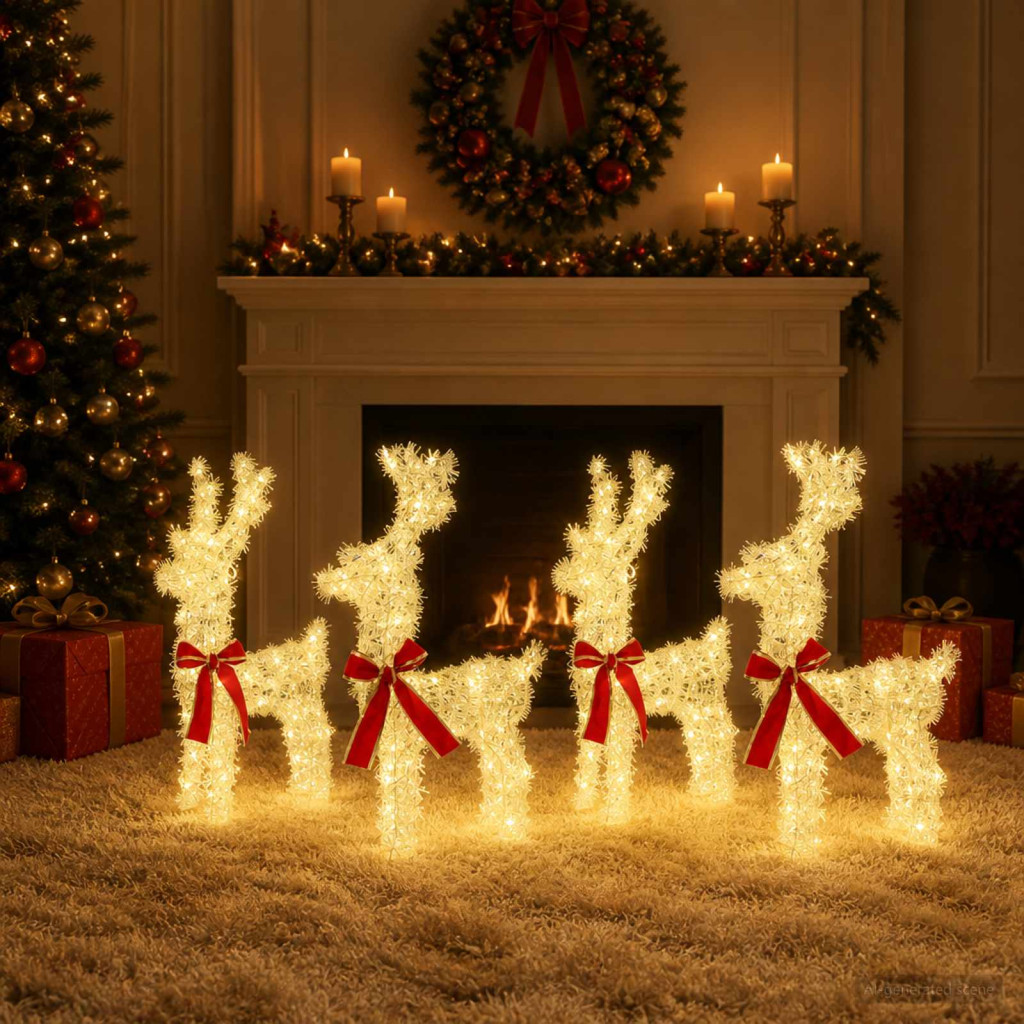 Karácsonyi rénszarvas 4 db 160 LED meleg fehér 33 x 12 x 55 cm