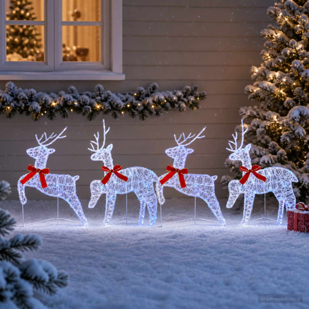 Karácsonyi rénszarvas 4 db 80 LED Kék 43 x 19 x 65 cm
