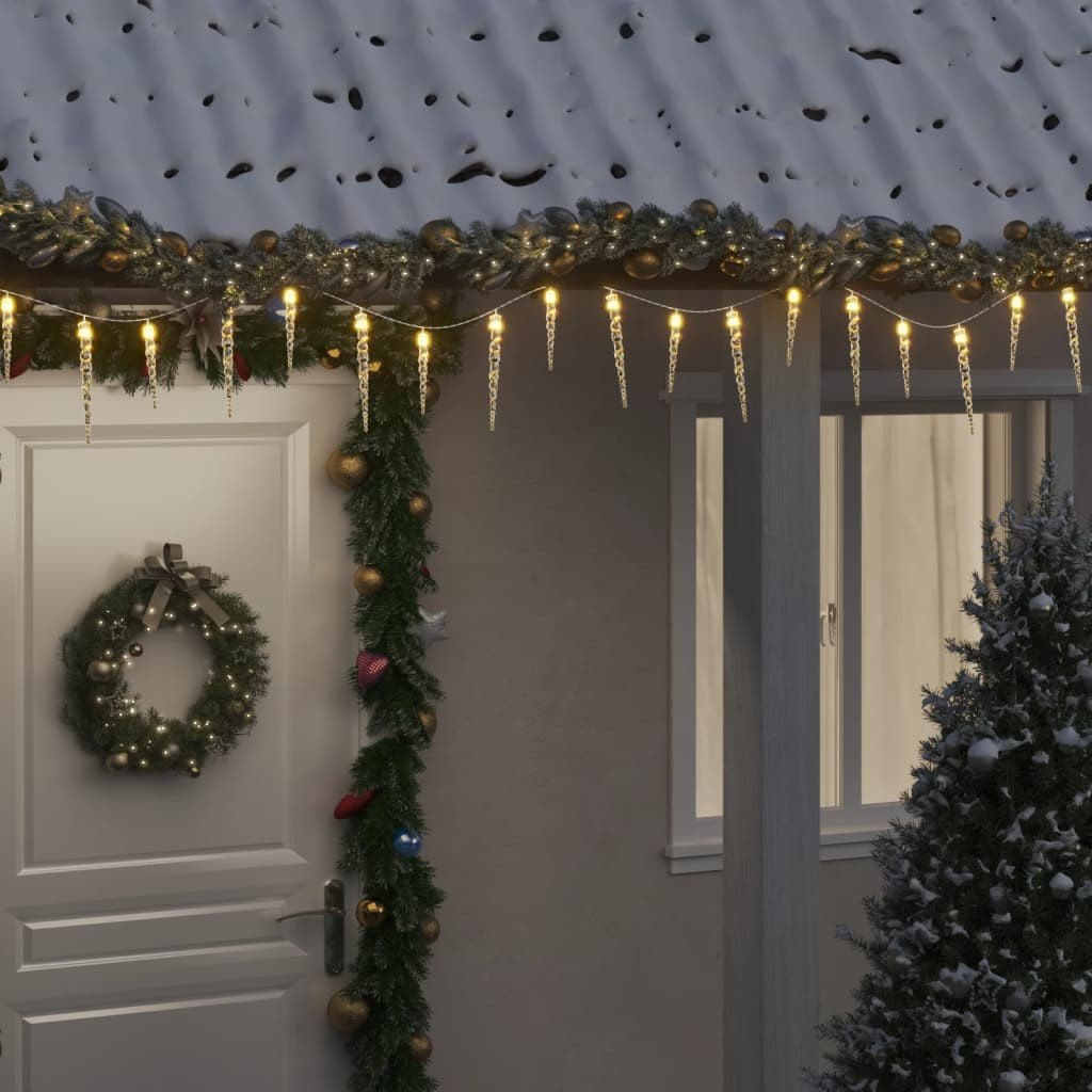 Karácsonyi jégcsapfény 100 LED meleg fehér 10 m akril PVC