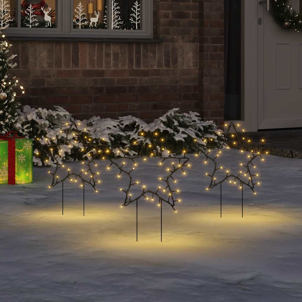 Karácsonyi csillag fénydekoráció 3 cövekkel 50 LED 29 cm