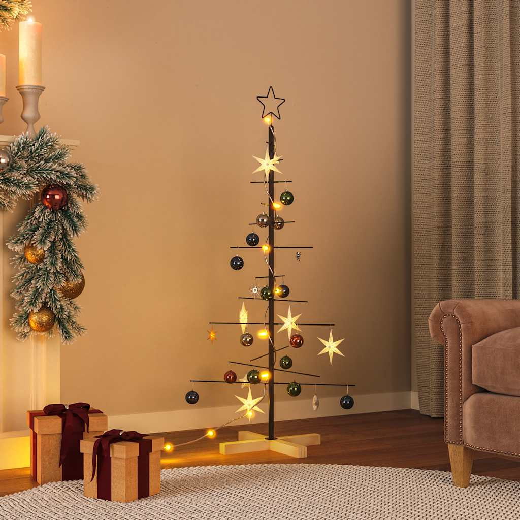 Fekete fém karácsonyfa alap dekorációhoz 120 cm