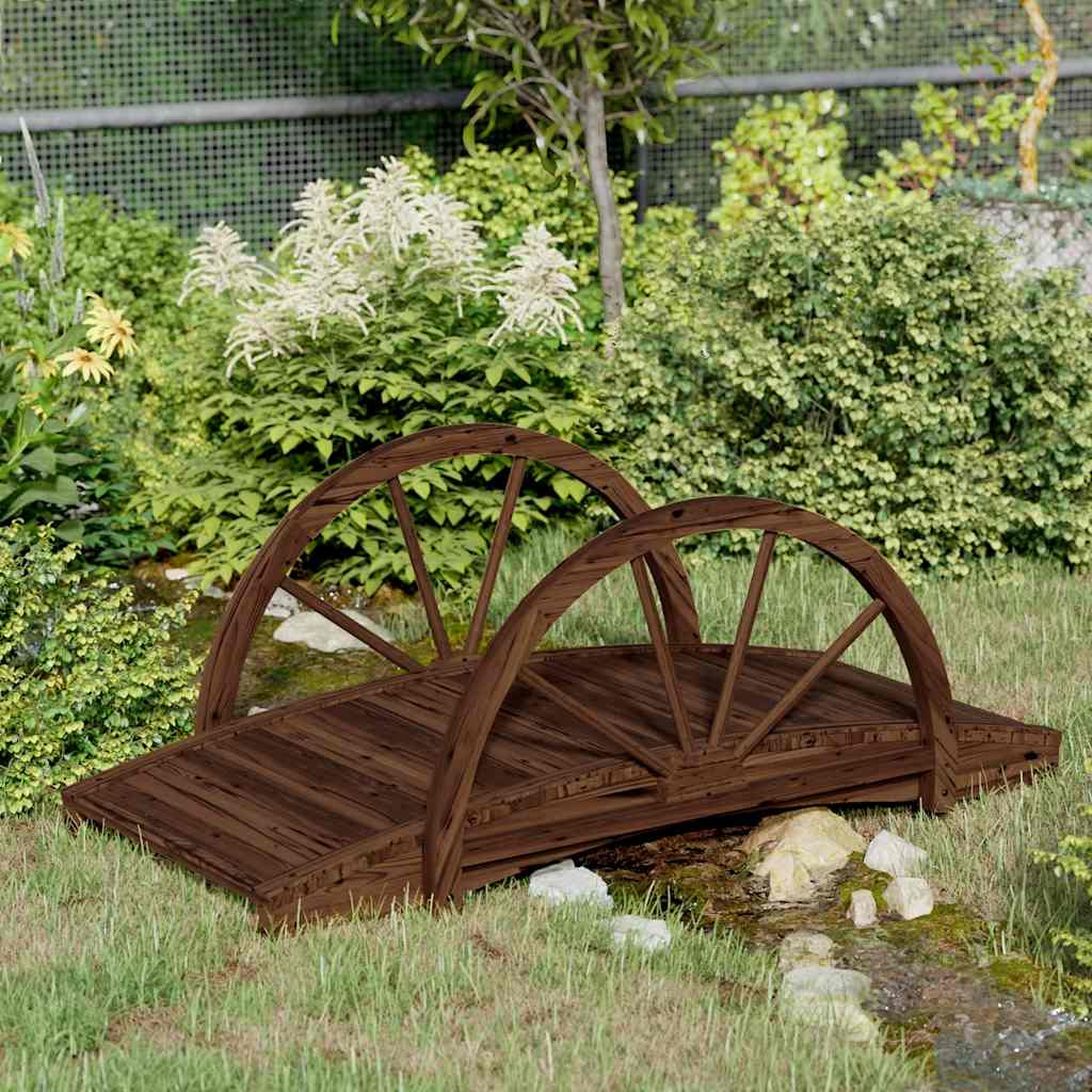 Tömör fenyőfa kerti híd félkerék alakú korláttal 99 x 50 x 38 cm