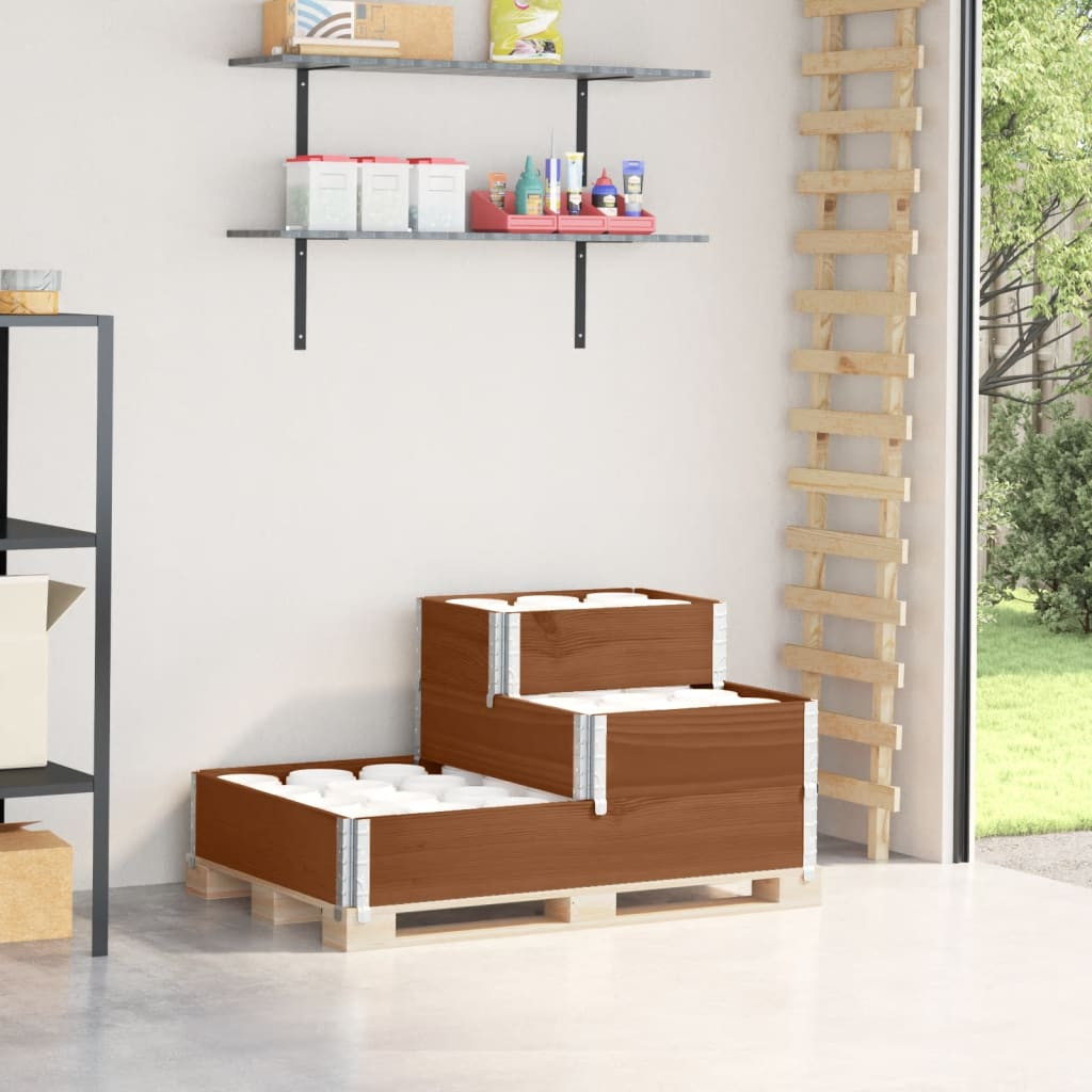 3 szintes kerti magaságyás, tömör fenyőfa, 120 × 80 × 60,5 cm, barna