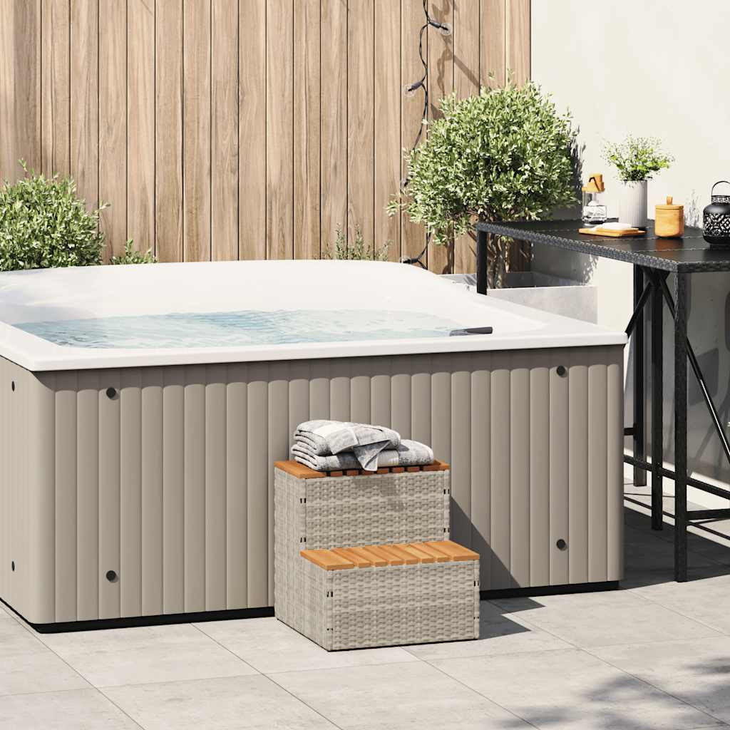Pezsgőfürdő lépcső 50x50x50,5cm polyrattan és akácfa