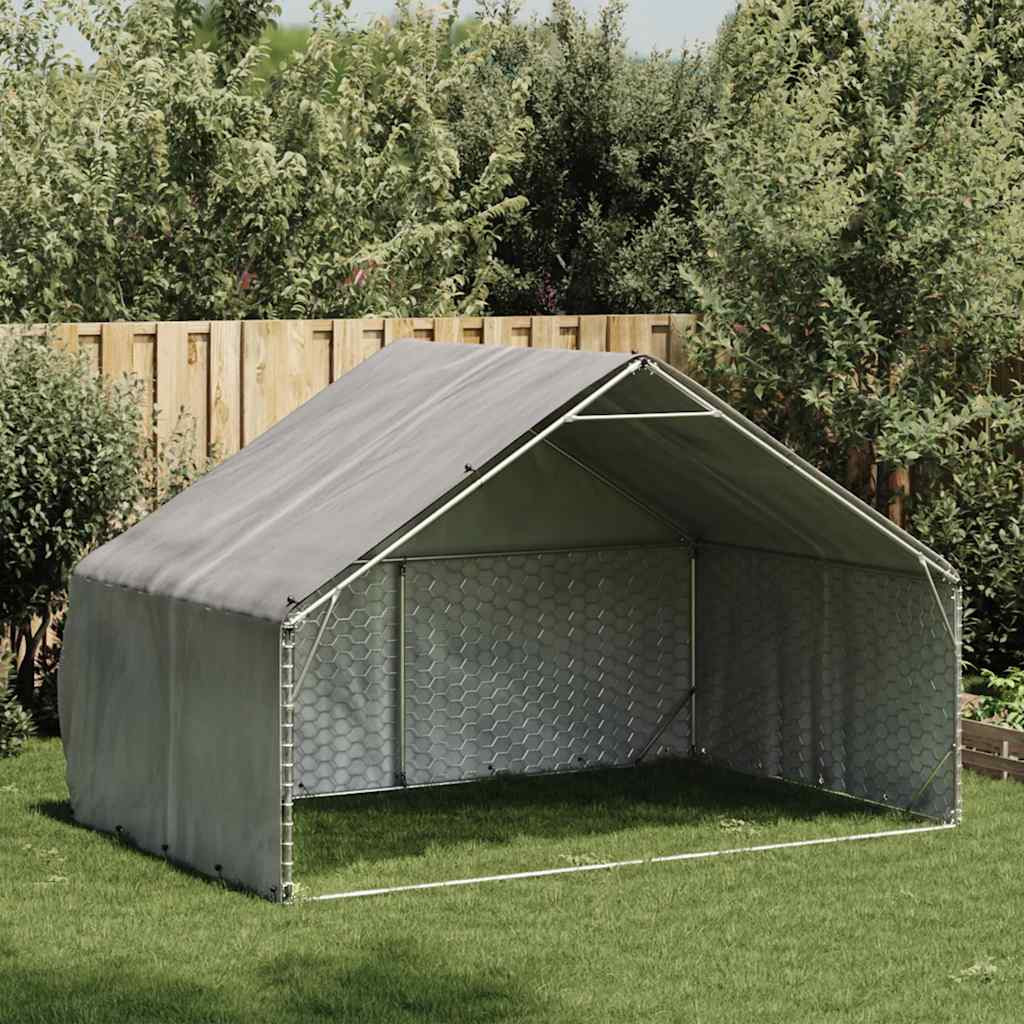 Kültéri kutyakennel fedéllel 3x2x1,9 m horganyzott acélból
