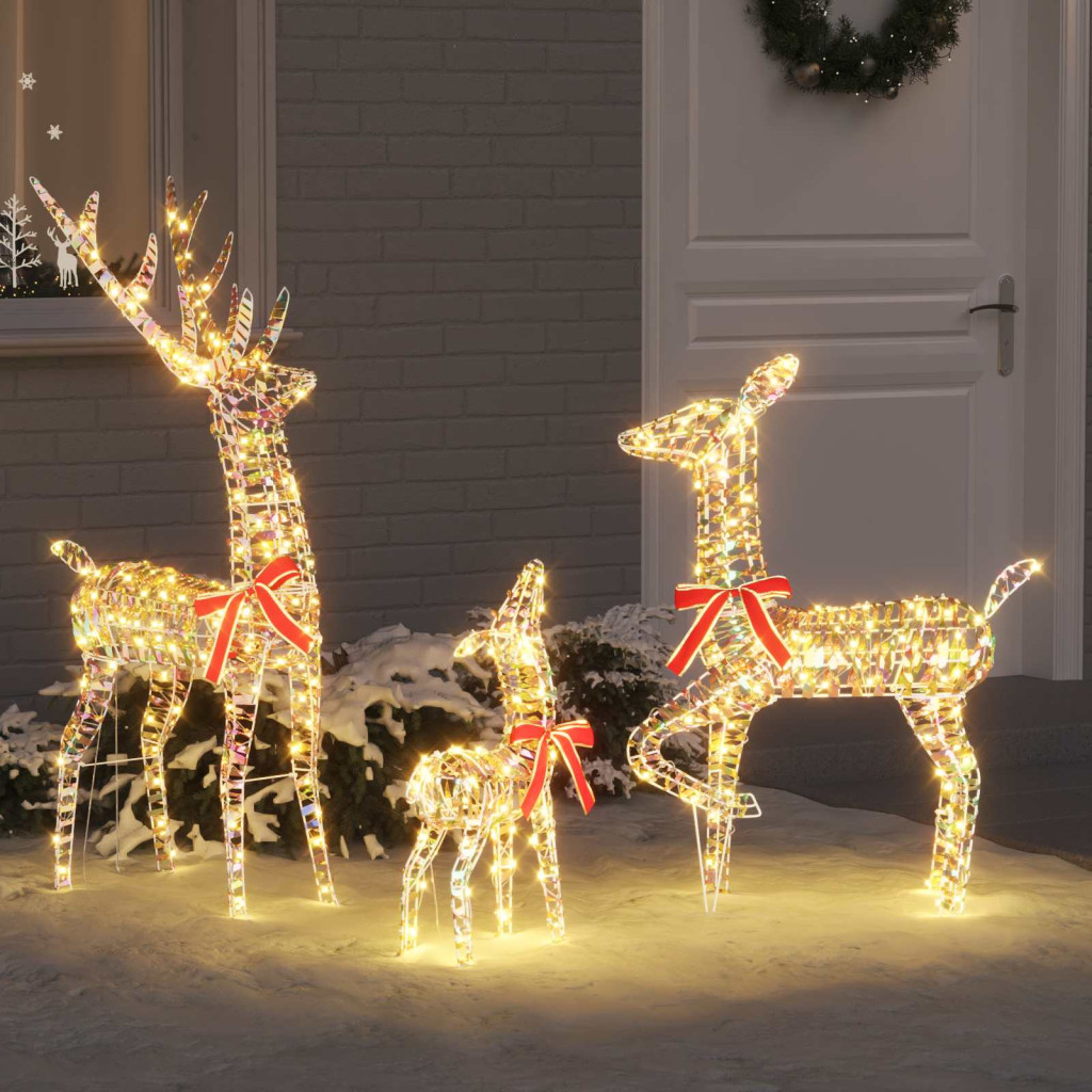 Rénszarvas család 3 db 300 LED Meleg fehér 67 x 26 x 127 cm PET