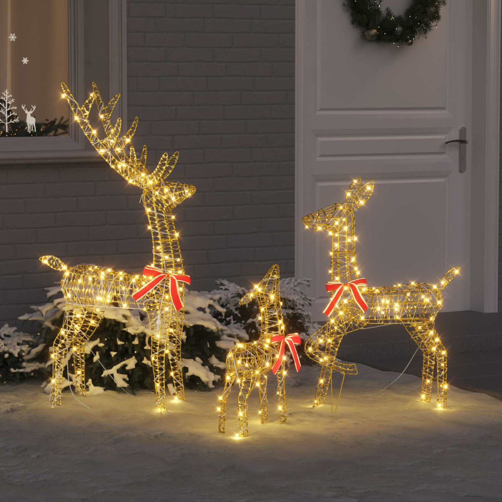 Rénszarvas család 3 db 300 LED Meleg fehér 67 x 26 x 127 cm PET