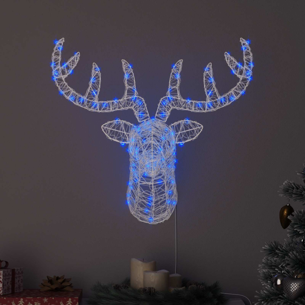 Rénszarvas Fej 140 LED Kék 68 x 36,5 x 62,5 cm Akril