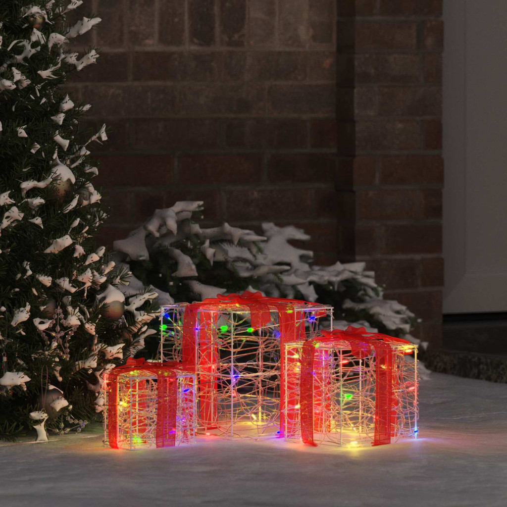 Ajándékdoboz 3 db 60 LED Sokszínű 20 x 20 x 20 cm Akril