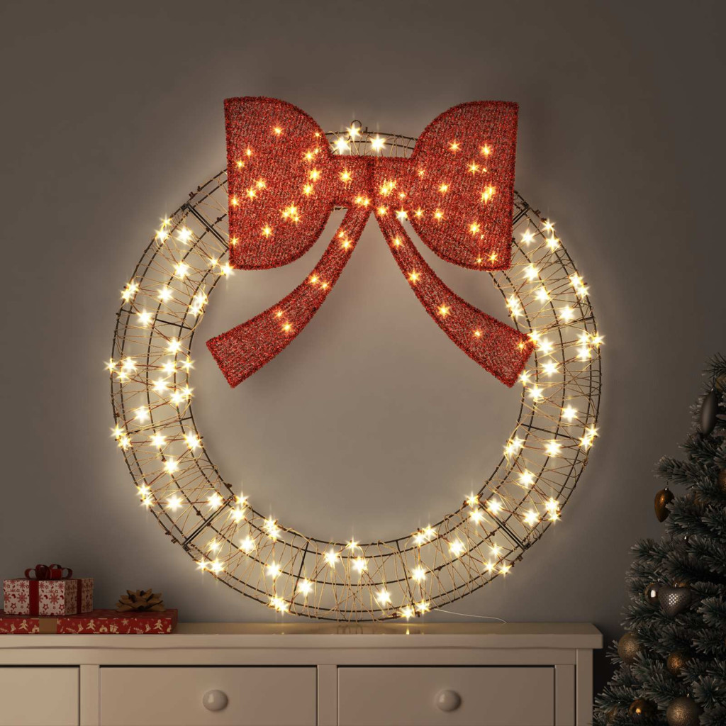 Koszorú Meleg fehér 120 x 120 x 10 cm Rattan 150 LED
