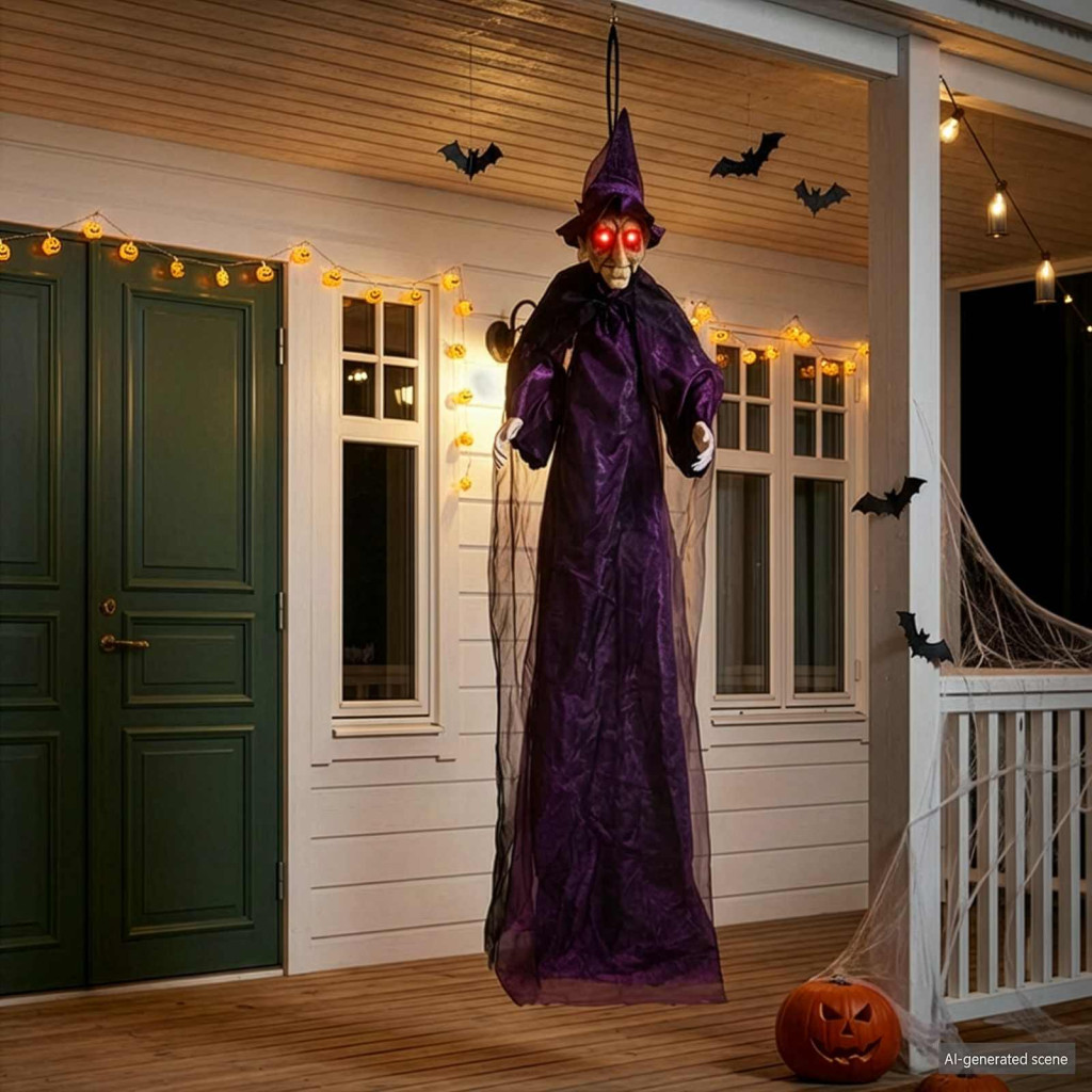 Függő Halloween beszélő boszorkány Lila 216 x 125 cm Poliészter