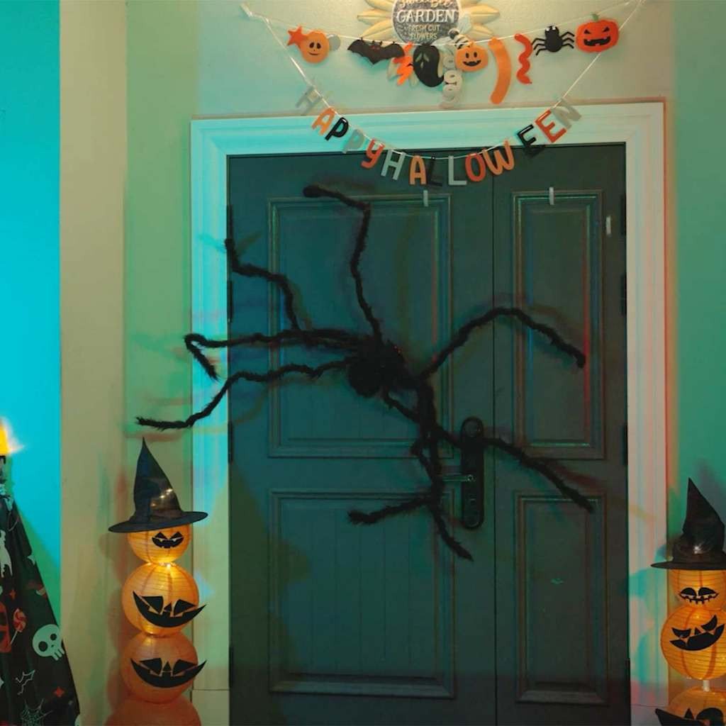 Halloween Pók Dísz 6 db Fekete 75 cm Poliészter és acél