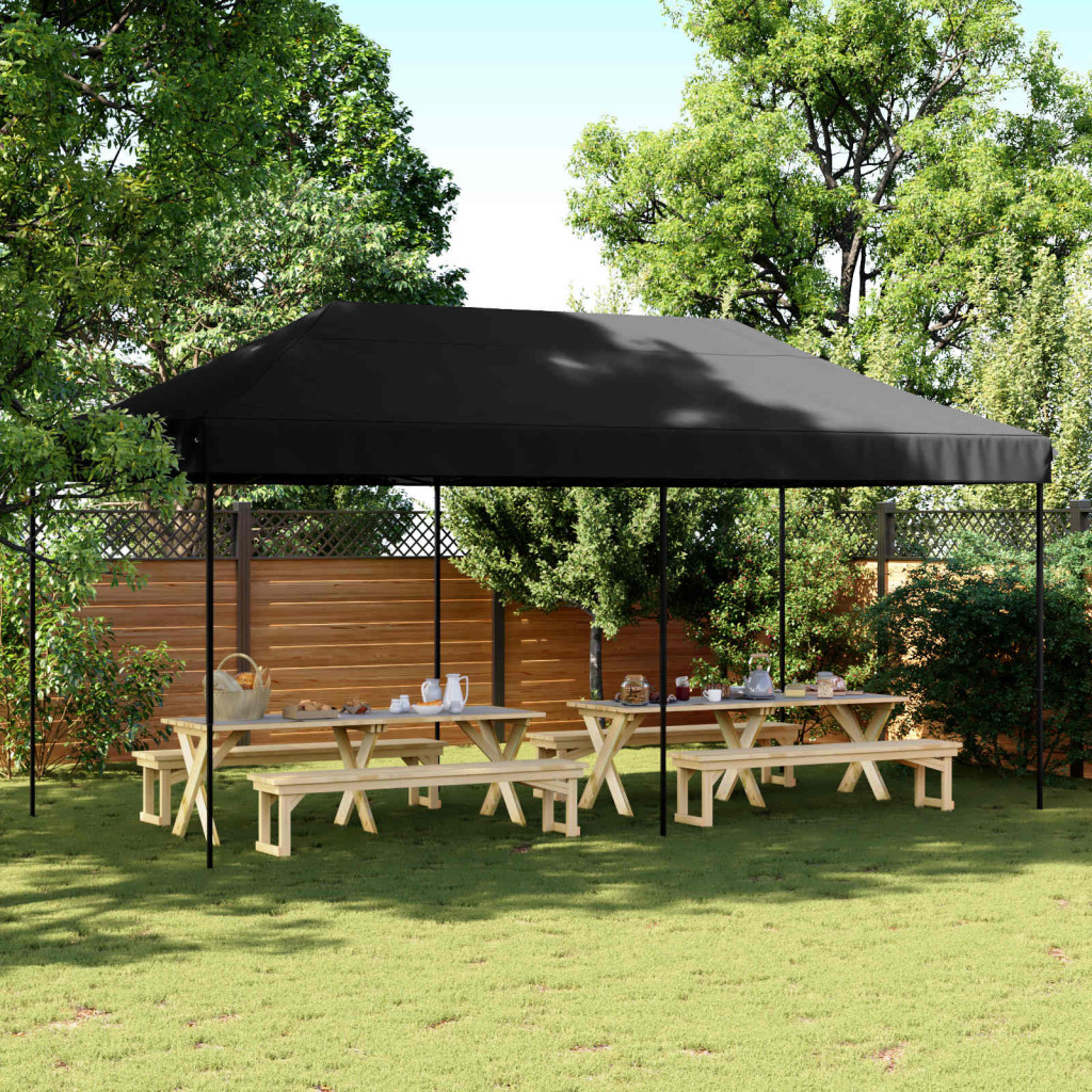 Partysátor 292 x 580 x 315 cm Fekete Oxford Szövet