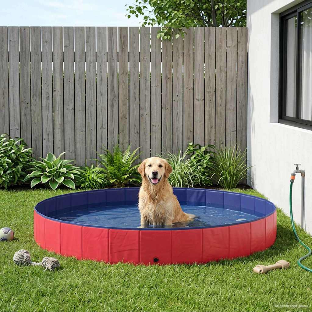 Kutyás Medence Ø300 x 38 cm tömör PVC piros