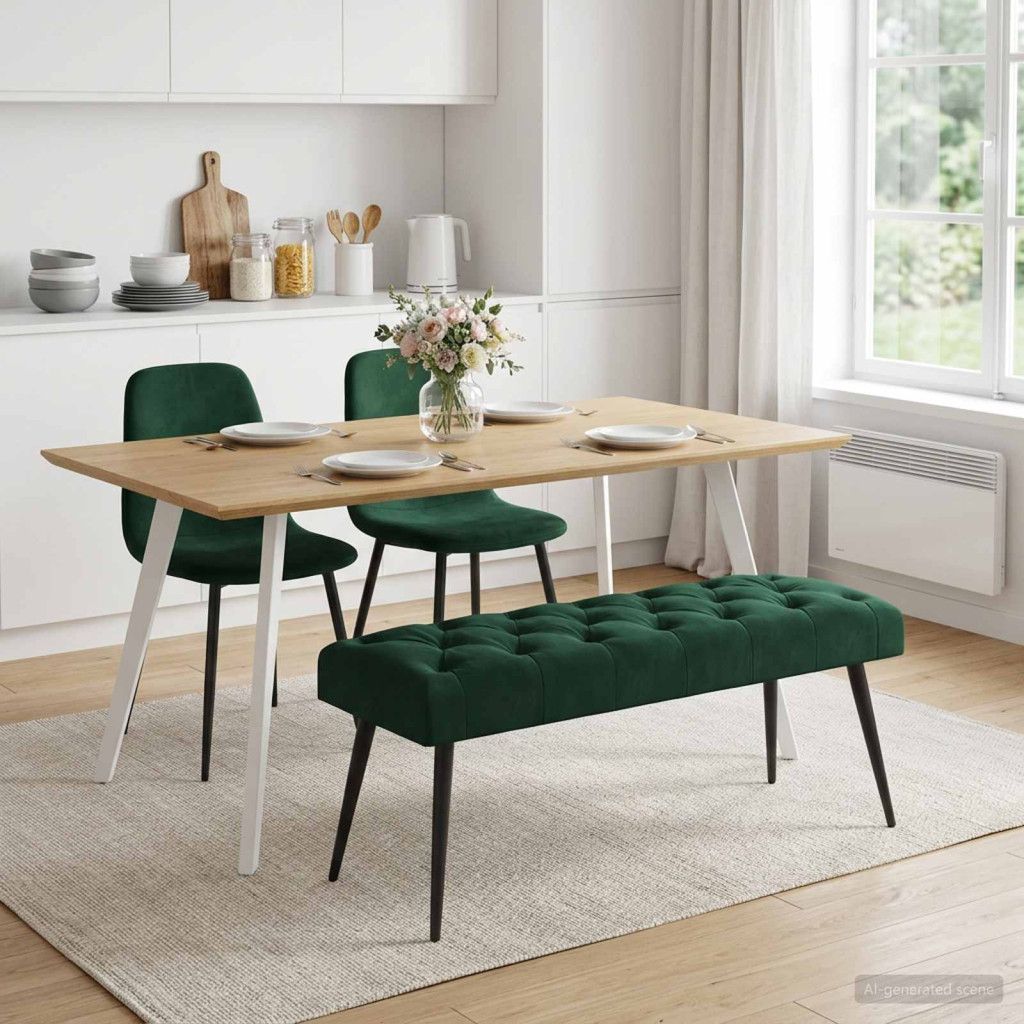 Gombos varrású pad Sötétzöld 110 x 40 x 46 cm Bársony