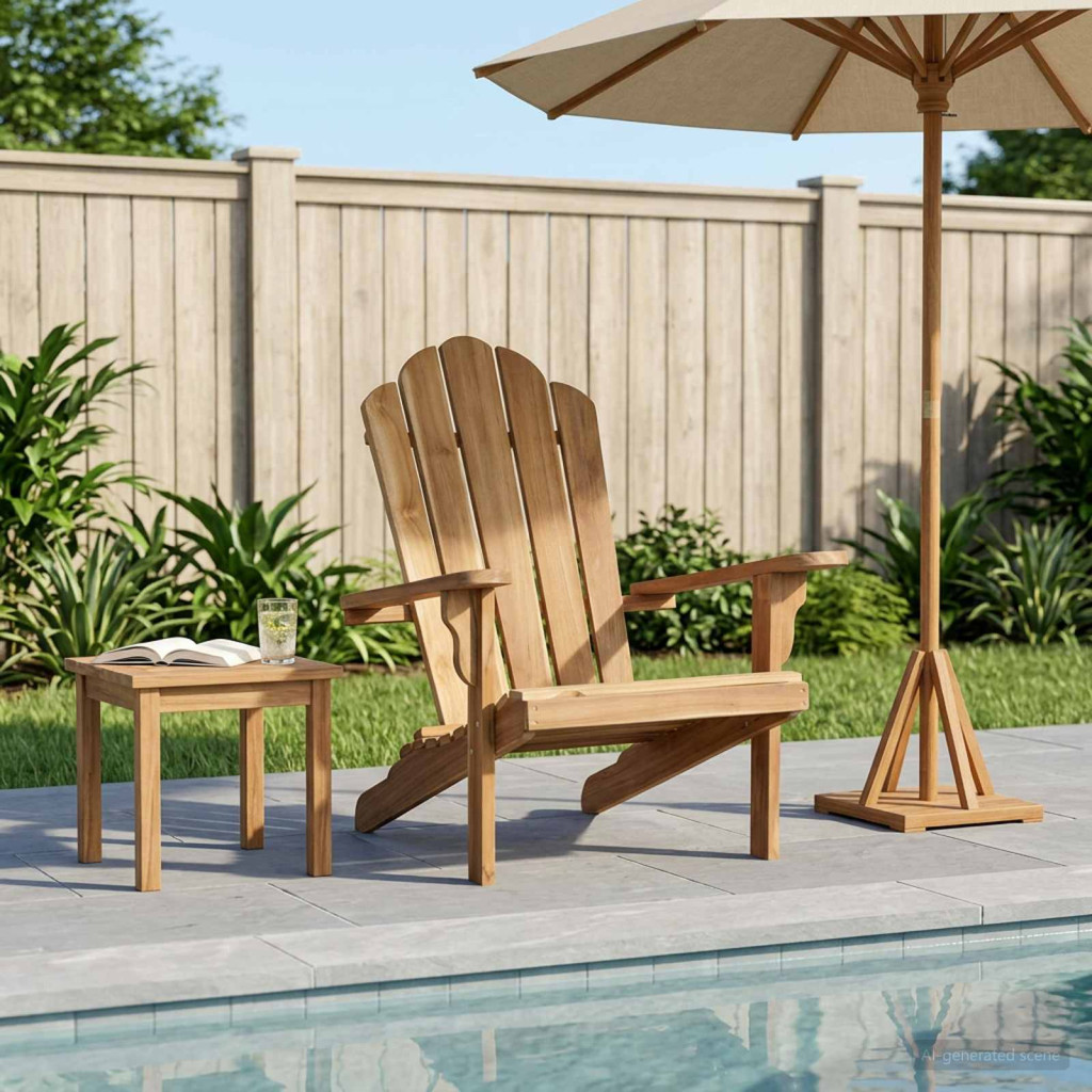 Kerti Adirondack szék Természetes Tömör Teakfa
