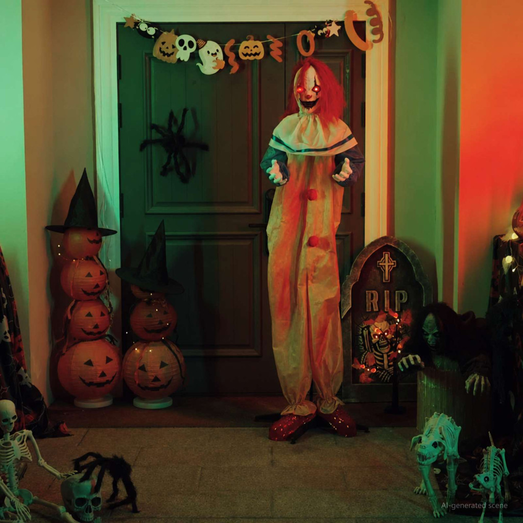 Rémisztő Halloween bohóc SPOOKA Sárga és Kék 126,5 x 180 cm