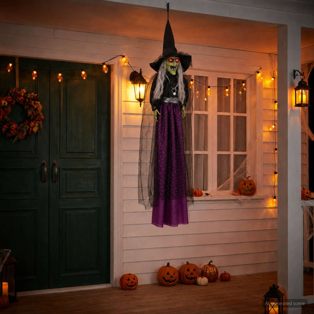 Halloween függő boszorkány SPOOKA Lila 30 x 133 cm