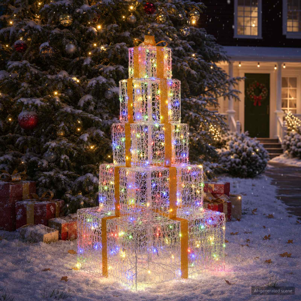 Karácsonyi LED-es világító ajándékdoboz-szett 250 LED Többszínű