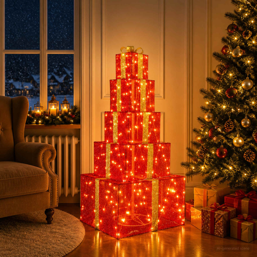 Karácsonyi LED-es világító ajándékdoboz-szett 250 LED