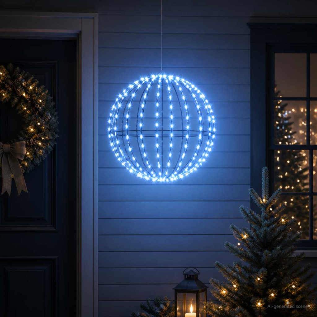 LED-es karácsonyi függődísz 160 LED kék átmérő 50 x 52 cm