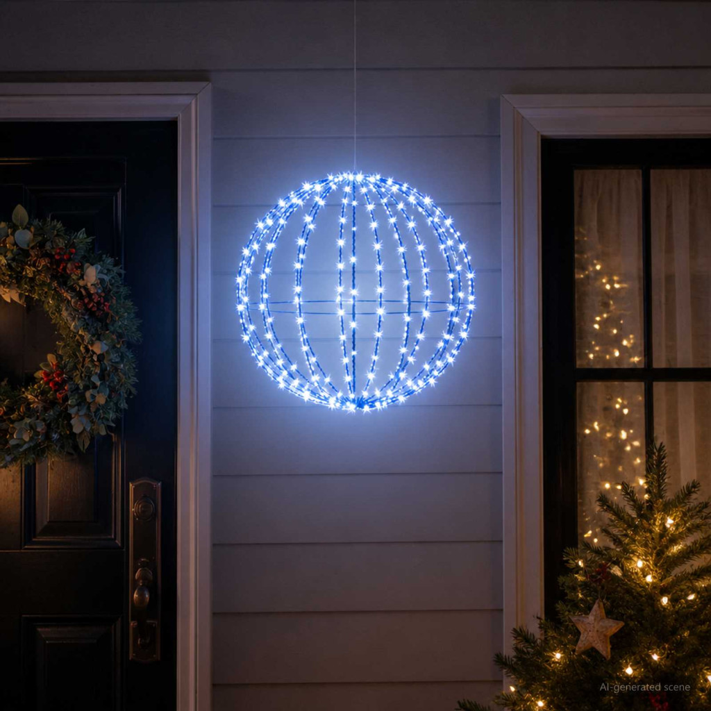 LED-es karácsonyi függődísz 192 LED kék átmérő 60 x 63 cm