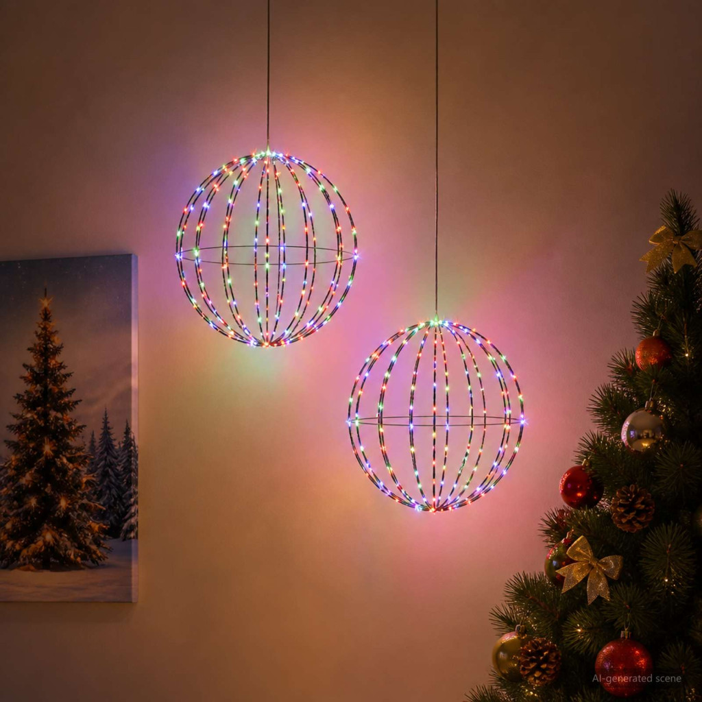 LED-es karácsonyi függődísz 2 db 192 LED többszínű
