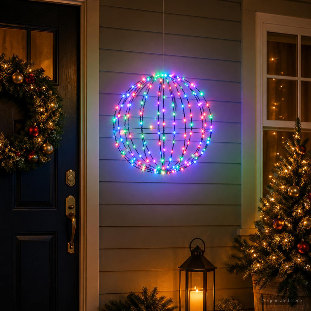 LED-es karácsonyi függődísz 96 LED RGB átmérő 30 x 32 cm