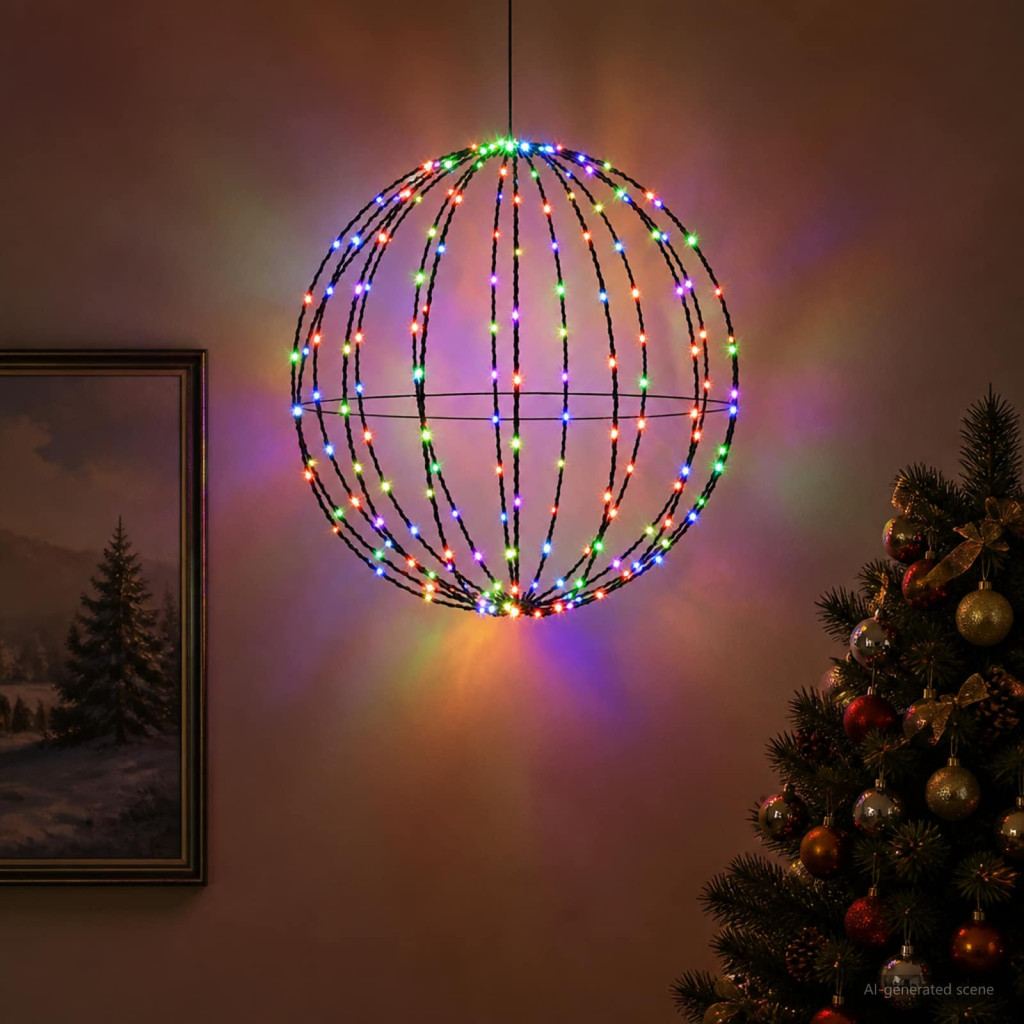 LED-es karácsonyi függődísz 120 LED RGB átmérő 40 x 42 cm