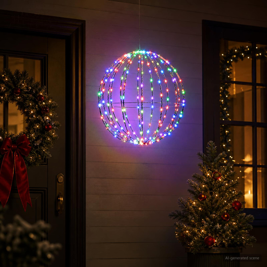 LED-es karácsonyi függődísz 160 LED RGB átmérő 50 x 52 cm