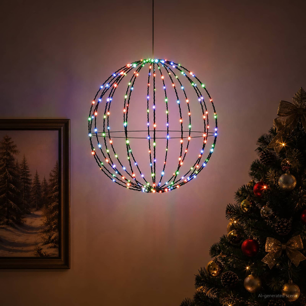 LED-es karácsonyi függődísz 192 LED RGB átmérő 60 x 63 cm
