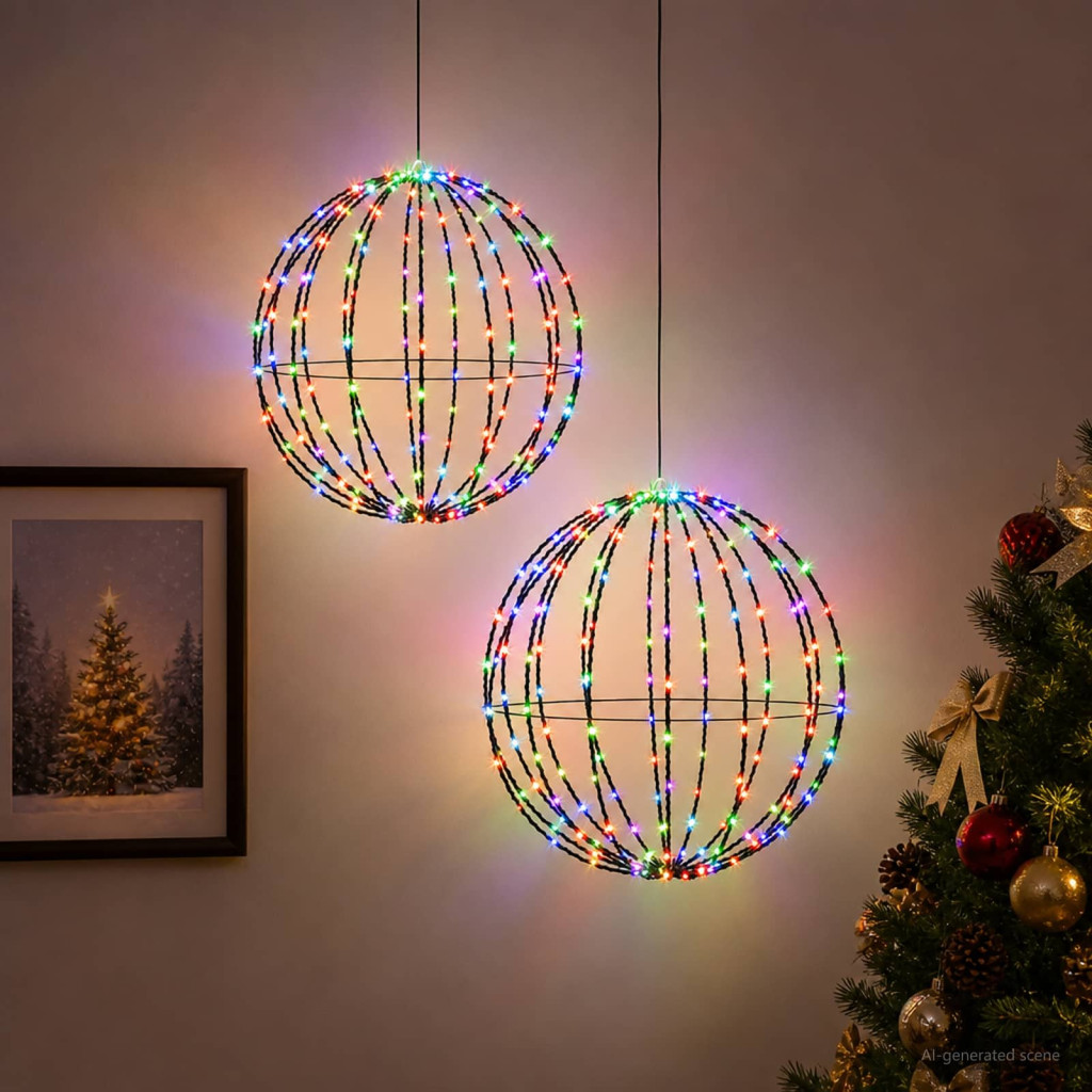 LED-es karácsonyi csillagdekoráció, 2 db, fekete, 192 LED, rgb