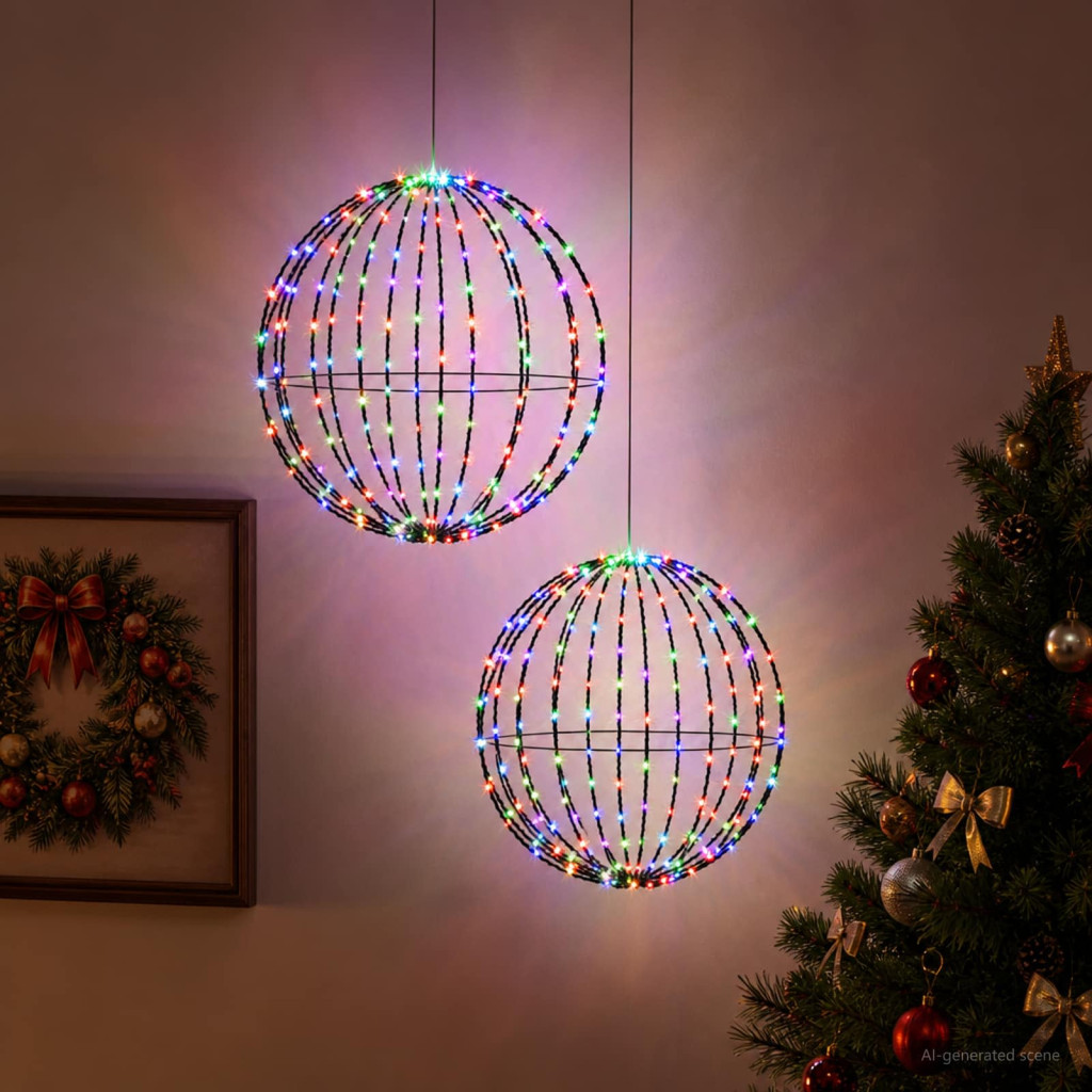 LED-es karácsonyi függődísz 2 db 240 LED RGB