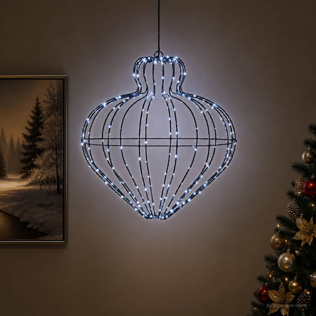LED-es karácsonyi csillagdekoráció, 45 × 40 cm, fekete, 192 LED, hideg fehér