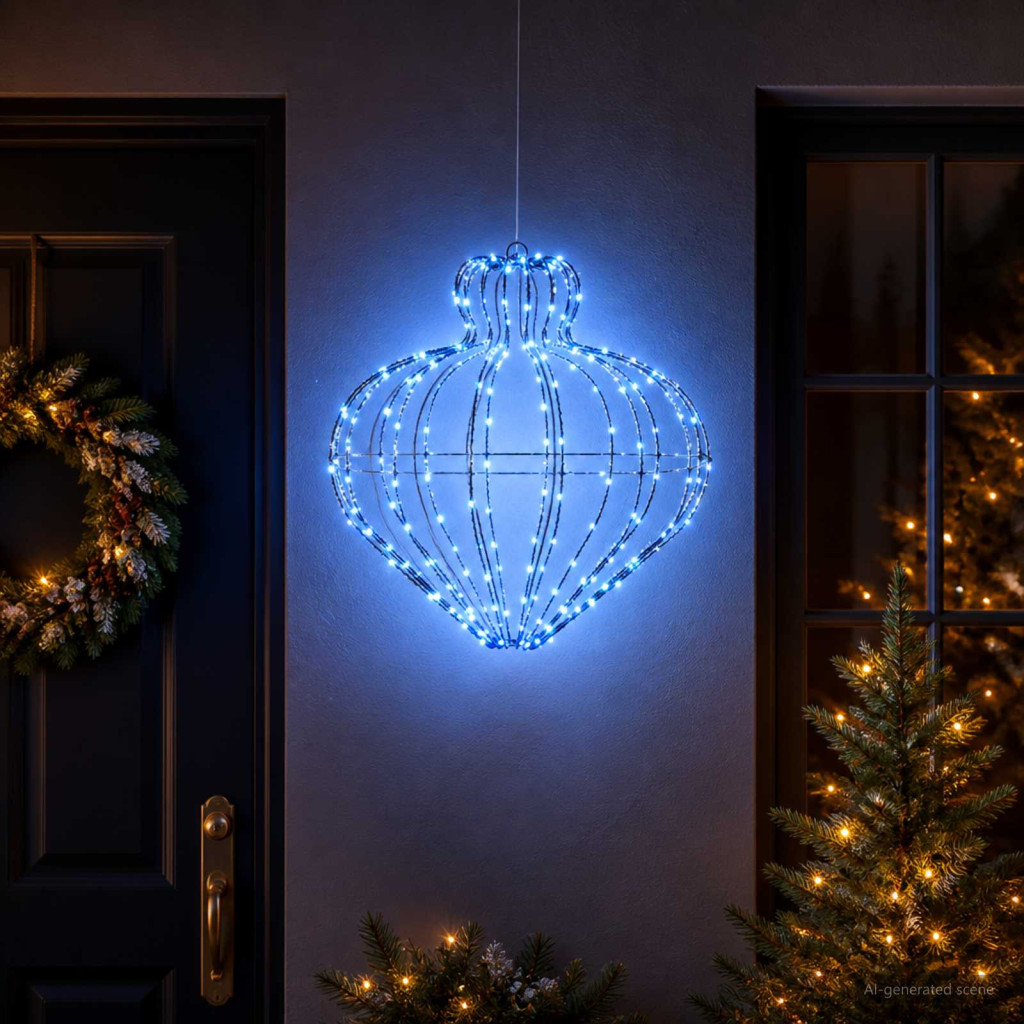 LED-es karácsonyi csillagdekoráció, 45 × 40 cm, fekete, 192 LED, kék