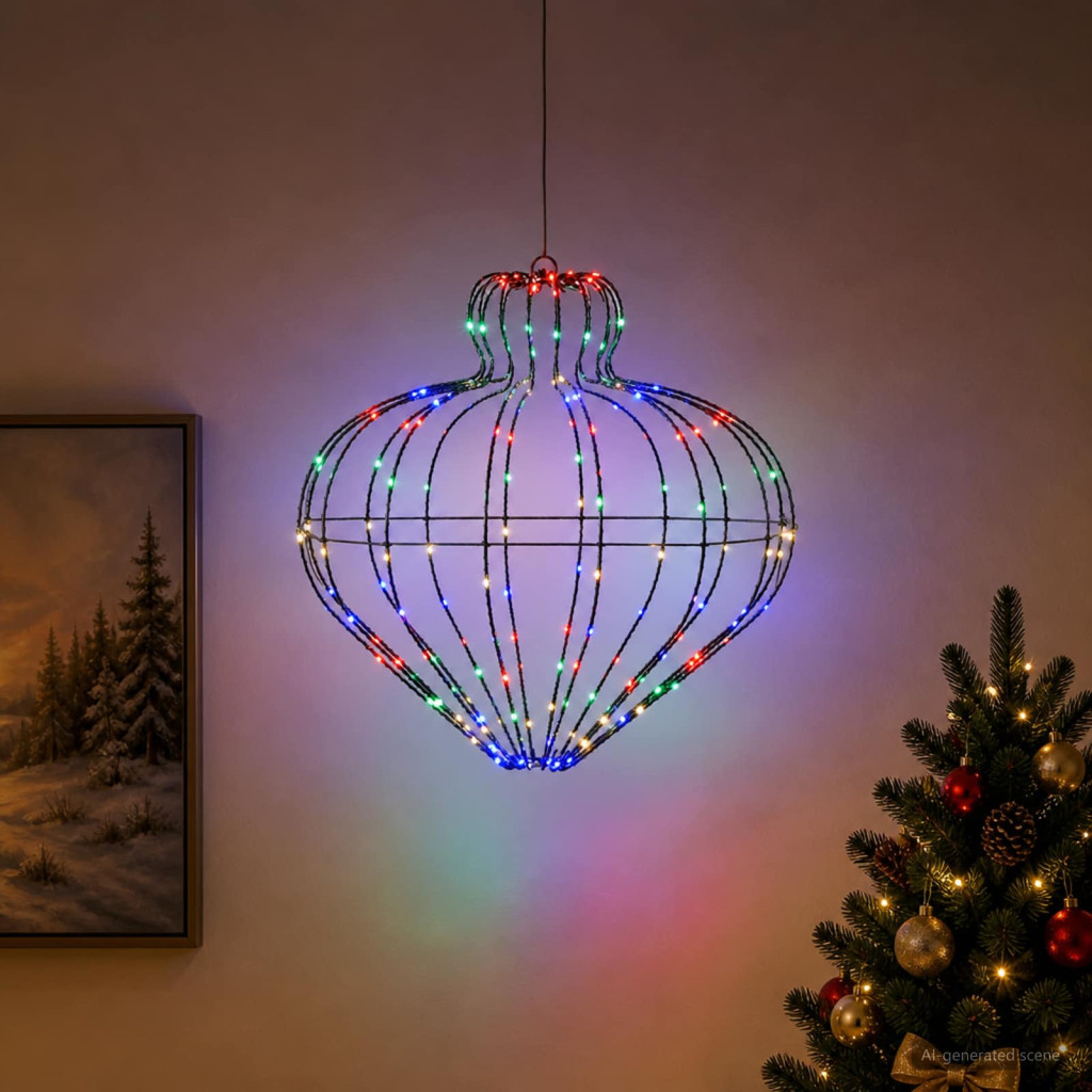 LED-es karácsonyi csillagdekoráció, 45 × 40 cm, fekete, 192 LED, többszínű
