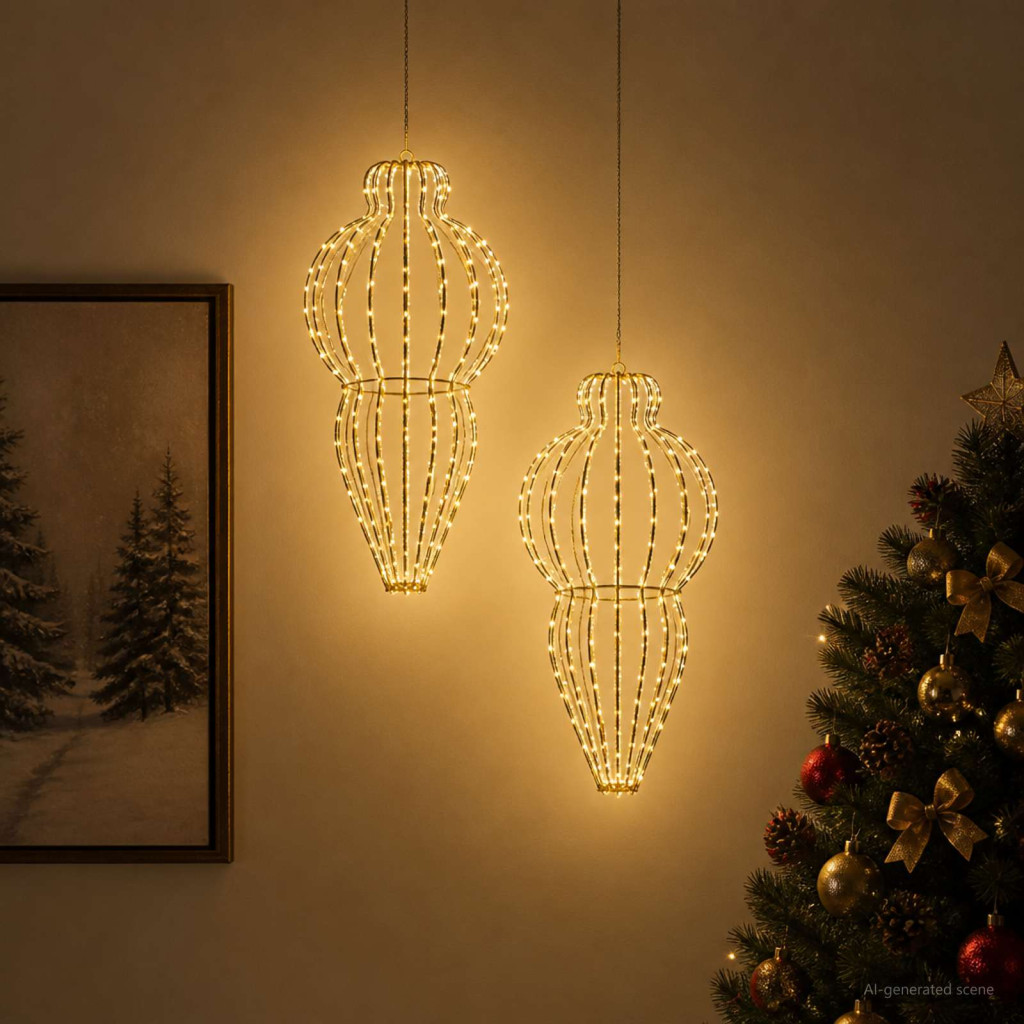LED-es karácsonyi függődísz 2 db 640 LED meleg fehér